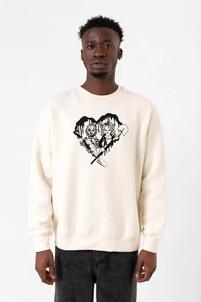 Chucky And Bride Horror Ekru Erkek 2ip Sweatshirt