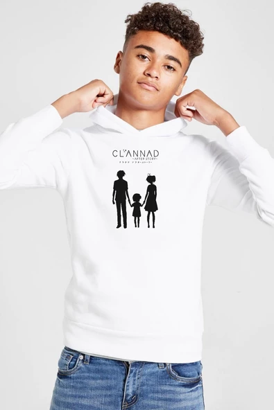 Clannad Anime After Story Beyaz Çocuk 3ip Kapşonlu  Sweatshirt