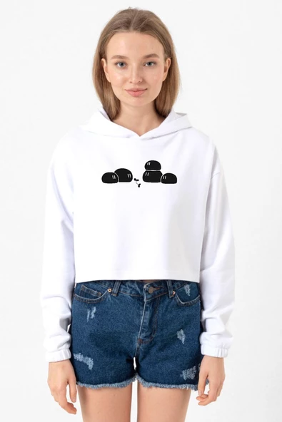 Clannad Anime Dango Daikazoku Beyaz Optik Kadın Crop Kapşonlu ürün görseli