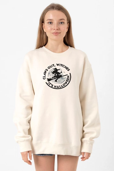 Claws Out Witches Its Halloween Ekru Kadın 2ip Sweatshirt