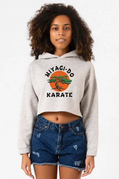 Cobra Kai Miyagi Do Karate Grimelanj Kadın Crop Kapşonlu