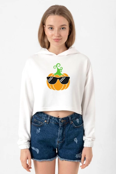 Cool Pumpkin Ekru Kadın Crop Kapşonlu ürün görseli