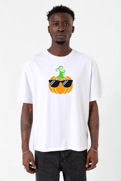 Cool Pumpkin Beyaz Erkek Oversize Tshirt