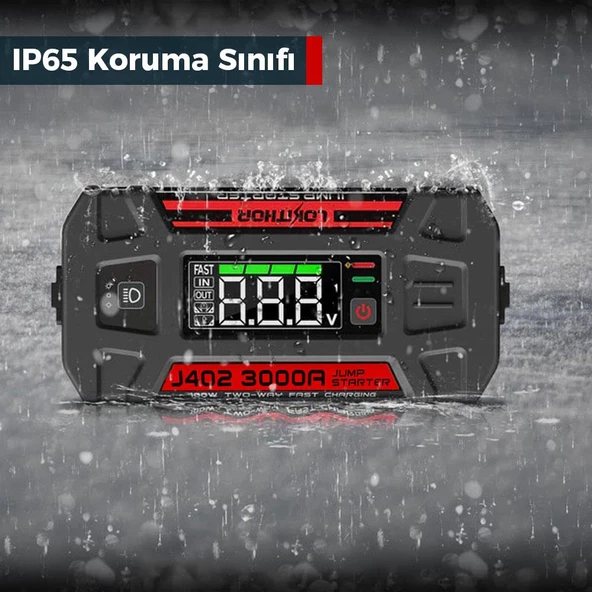 Lokithor J402 12V 3000Amp Li-Polimer Akıllı Akü Takviye + Powerbank + Led Lamba - Resim 10