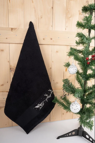 Baveno %100 Pamuk İkili 50x100 Cm Yılbaşı Nakışlı Havlu/Havlu Seti - Resim 8