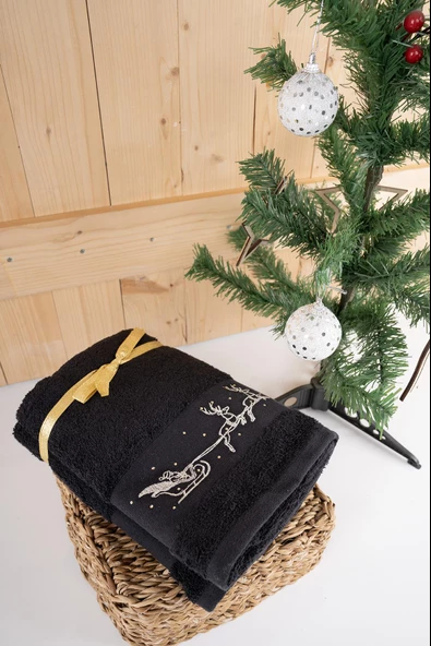 Baveno %100 Pamuk İkili 50x100 Cm Yılbaşı Nakışlı Havlu/Havlu Seti - Resim 7