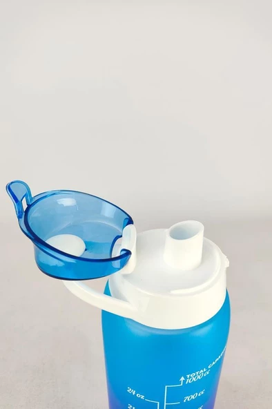 1 Lt Çift Renk Ölçü Baskılı Motivasyon Sağlıklı Plastik Su Şişesi Mavi – 161546-160 C1-1-139 - 5