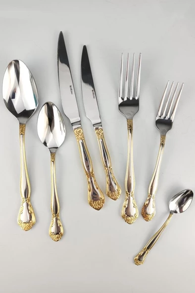 Digithome Queen 12 Kişilik 84 Parça Paslanmaz Çelik Çatal Kaşık Bıçak Takımı Gold – UK 002 C320.113 - 2