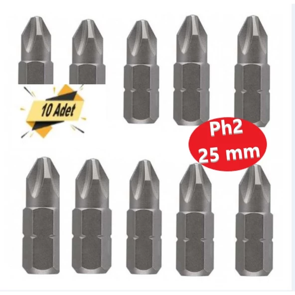 Bits Uç, Yıldız Matkap Ucu PH2X25 mm 10 Adet