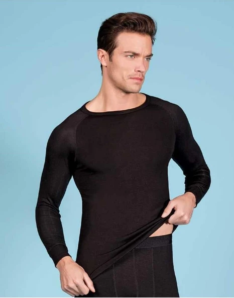 BERRAK 757 ERKEK UZUN KOL TERMAL BODY TEKLİ  SİYAH 2XL