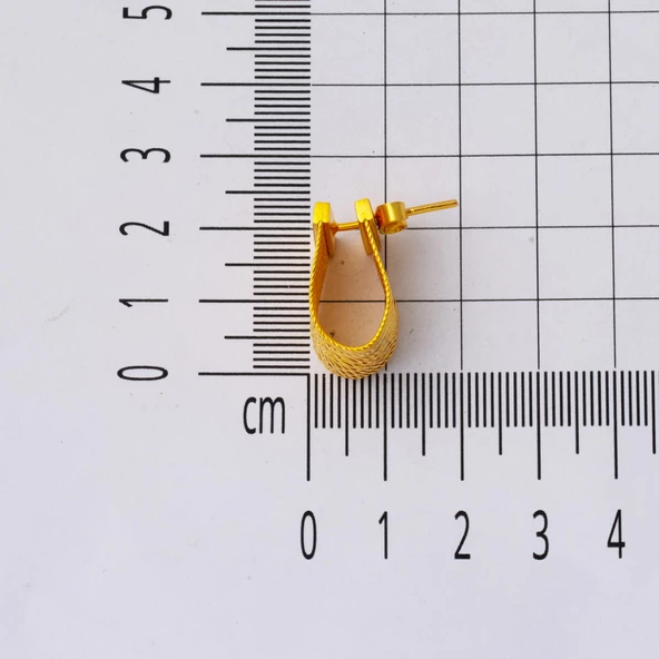 14 Ayar 7 Sıra Trabzon Hasır Altın Küpe - Resim 5