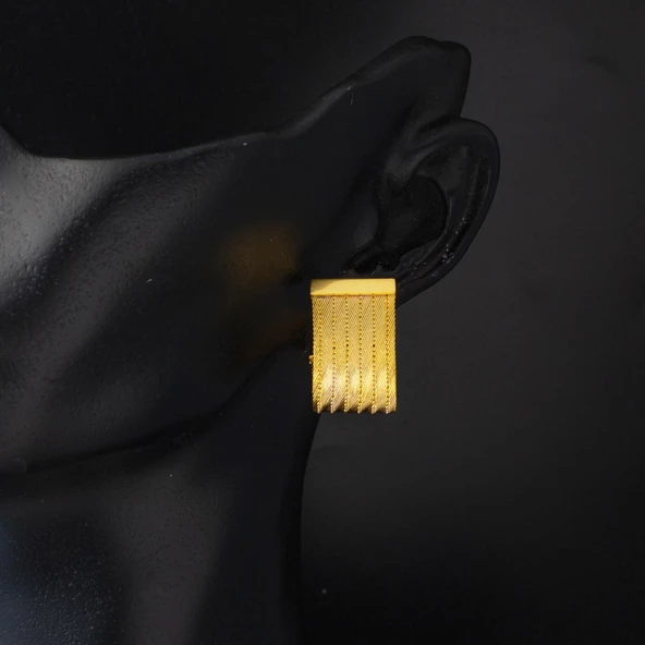 14 Ayar 7 Sıra Trabzon Hasır Altın Küpe - Resim 4