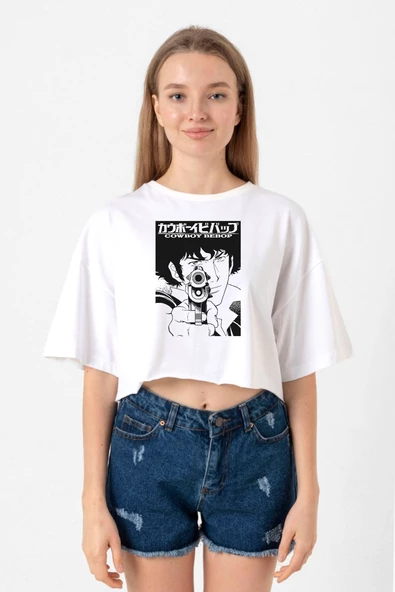 Cowboy Bebop Spike See You Space Cowboy Beyaz Kadın Crop Tshirt
