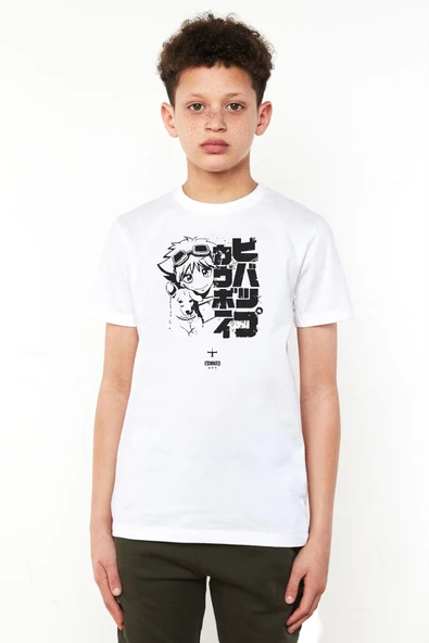 Cowboy Bebop Vintage Ein and Ed Beyaz Çocuk Bisikletyaka Tshirt