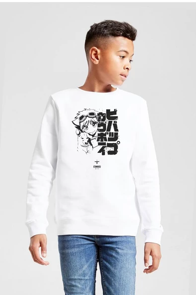 Cowboy Bebop Vintage Ein and Ed Beyaz Çocuk 2ip Sweatshirt