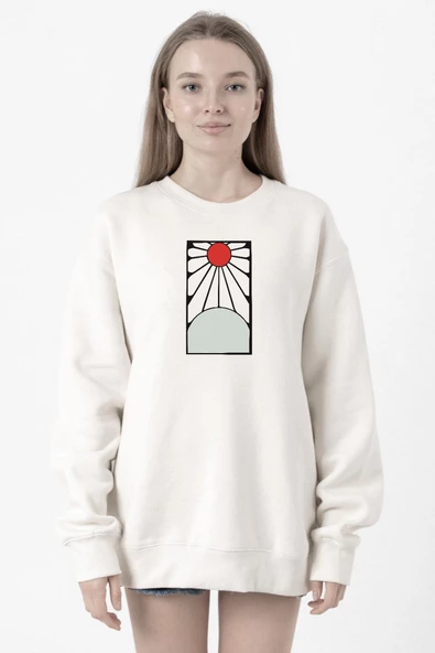 Demon Slayer Anime Crest Earring Demon Beyaz Kadın 2ip Sweatshirt ürün görseli