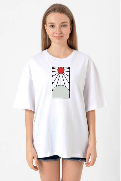 Demon Slayer Anime Crest Earring Demon Beyaz Kadın Oversize Tshirt