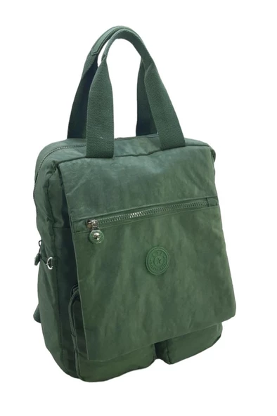 Klinkır Kumaş Kadın Sırt Çantası Kapaklı Çok Cepli Hafif Yağmur Geçirmez Kumaş 35*30 Cm - 9
