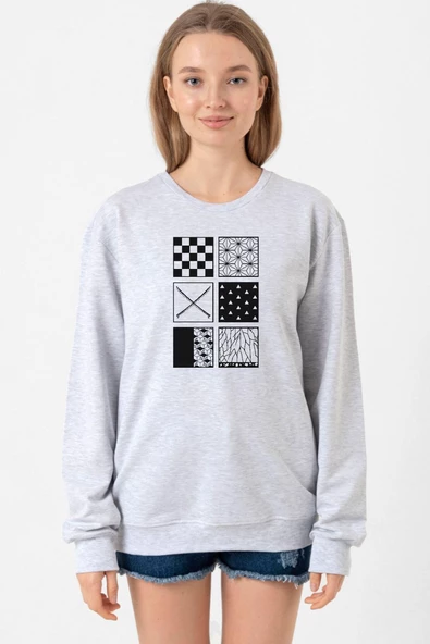 Demon Slayer Anime Patterns Grimelanj Kadın 2ip Sweatshirt