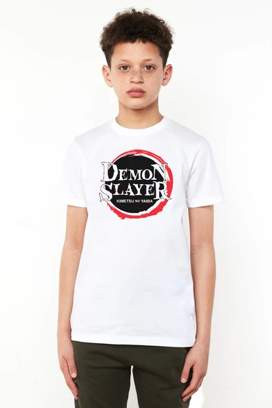 Demon Slayer Anime Squad Demon Slayer Kimetsu No Yaiba Beyaz Çocuk Bisikletyaka Tshirt