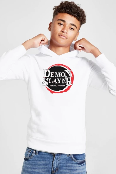 Demon Slayer Anime Squad Demon Slayer Kimetsu No Yaiba Beyaz Çocuk 3ip Kapşonlu  Sweatshirt