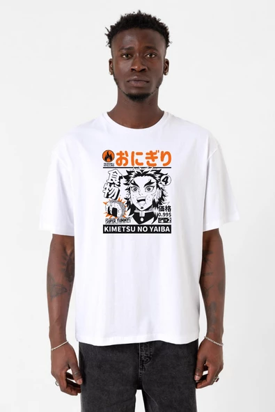 Demon Slayer Anime Super Yummy Beyaz Erkek Oversize Tshirt