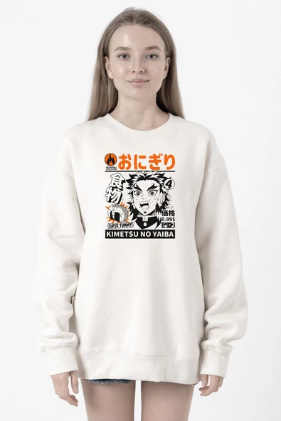 Demon Slayer Anime Super Yummy Beyaz Kadın 2ip Sweatshirt