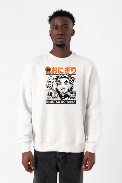 Demon Slayer Anime Super Yummy Beyaz Erkek 2ip Sweatshirt