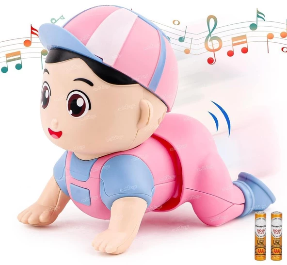 Prestij Oyuncak Kutulu Pilli Emekleyen Kasketli Bebek QB-03Y,Eğlenceli ve Eğitici Sesli Oyuncak Bebek - 3