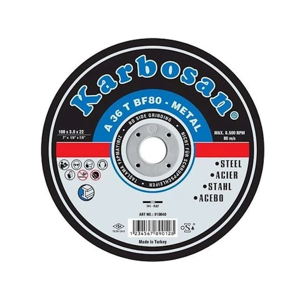 Karbosan Metal Kesme Taşı DÜZ 180 x 3.0 x 22 A 36 T - 1 Adet - 2