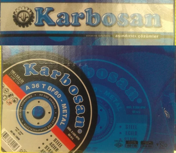 Karbosan Metal Kesme Taşı DÜZ 180 x 3.0 x 22 A 36 T - 1 Adet