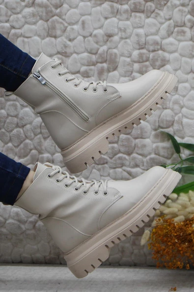 Mehmet Mete 351271 Bej Kalın Taban Sıcak Astar Kadın Bot - Resim 5