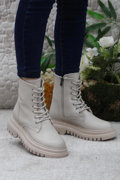 Mehmet Mete 351271 Bej Kalın Taban Sıcak Astar Kadın Bot - Resim 2