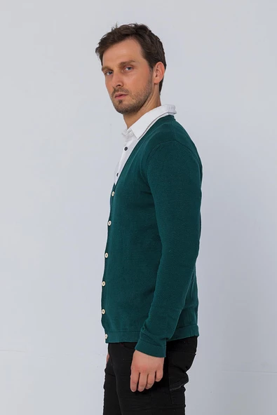 Erkek Regular Fit Düğmeli V Yaka Hırka - 7