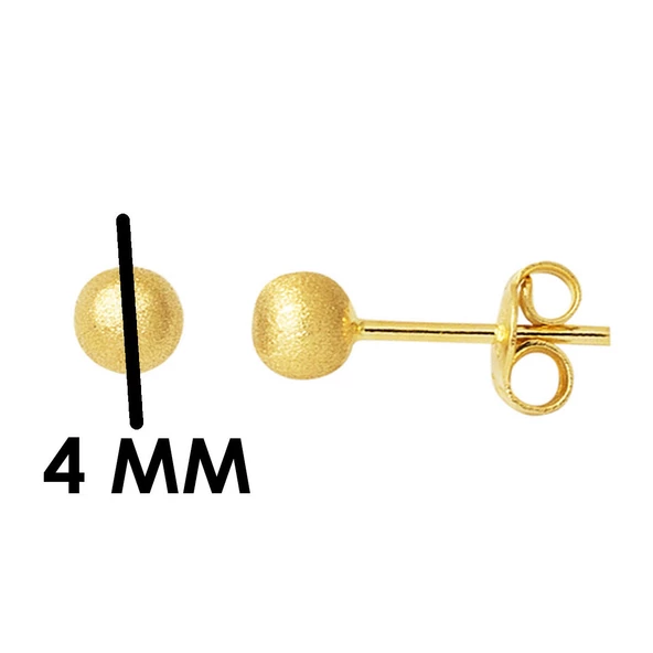 14 Ayar Altın Mat Top Küpe 4 mm. - 6