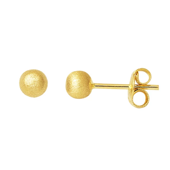 14 Ayar Altın Mat Top Küpe 4 mm.