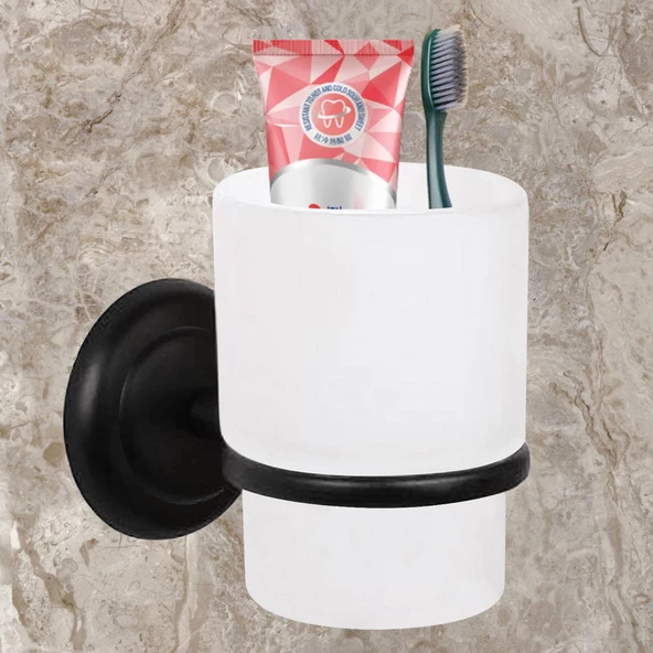 Diş Fırçalık Yapışkanlı Banyo Diş Fırçası Kabı Kutusu Siyah - 3