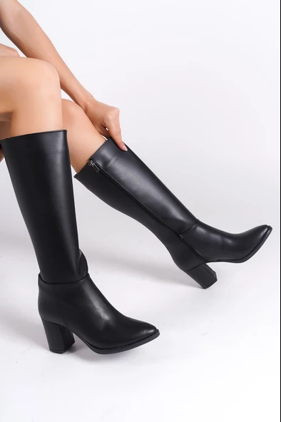 FİORELLA Bağcıksız Fermuarlı Ortopedik Taban Suya ve Soğuğa Dayanıklı Kadın Çizme ST Siyah - 3