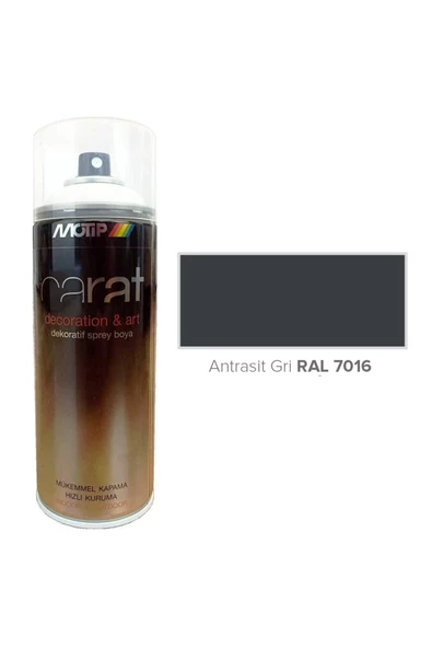 Motip Carat Parlak Antrasit Gri Sprey Boya 400 ml. Ral 7016