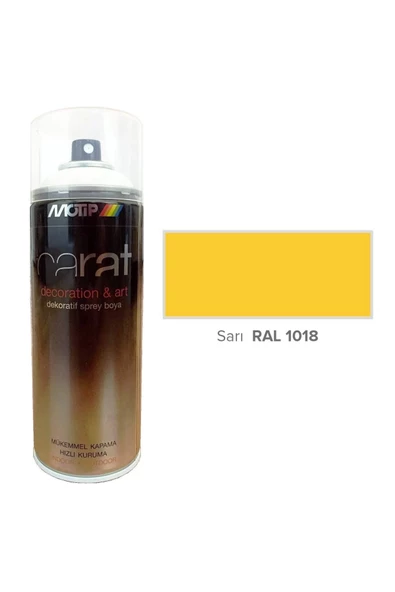 Motip Carat Ral 1018 Parlak Sarı Akrilik Sprey Boya 400Ml Germany