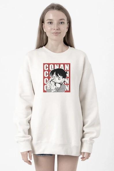 Detective Conan Anime Conan Beyaz Kadın 2ip Sweatshirt ürün görseli 1