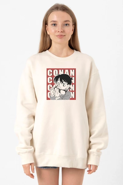 Detective Conan Anime Conan Ekru Kadın 2ip Sweatshirt