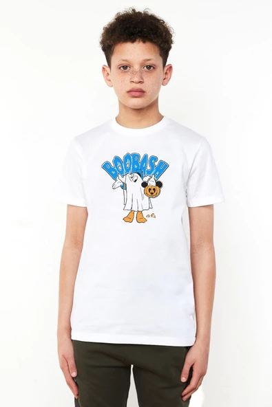 Donal Boobash Halloween Beyaz Çocuk Bisikletyaka Tshirt