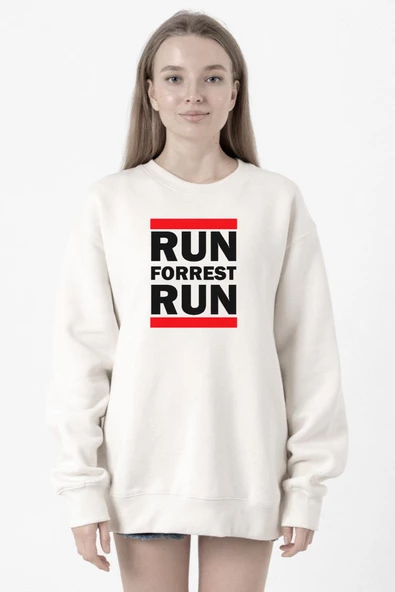 Forrest Gump Run Forrest Run Beyaz Kadın 2ip Sweatshirt