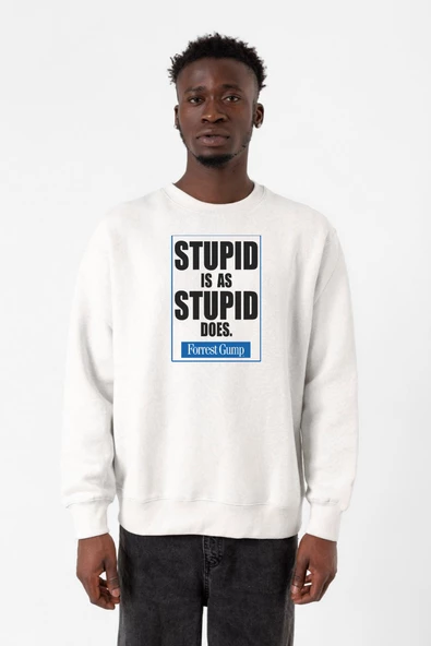 Forrest Gump Stupid Is As Stupid Does Beyaz Erkek 2ip Sweatshirt