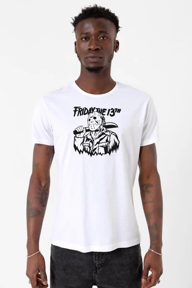 Friday The 13th Halloween Beyaz Erkek Bisikletyaka Tshirt