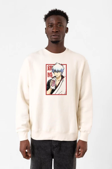 Gintama Anime Gintoki Fruit Juice Ekru Erkek 2ip Sweatshirt