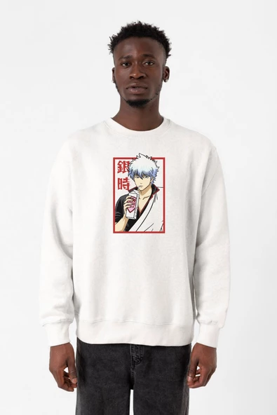 Gintama Anime Gintoki Fruit Juice Beyaz Erkek 2ip Sweatshirt ürün görseli