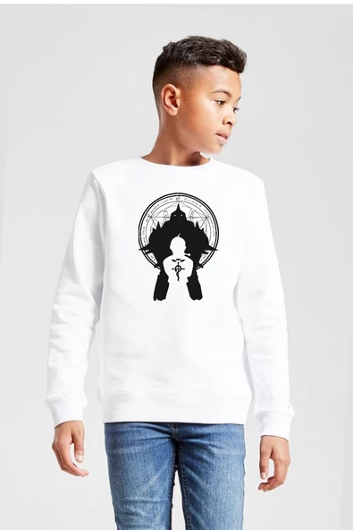 Fullmetal Alchemist Anime Logo Beyaz Çocuk 2ip Sweatshirt