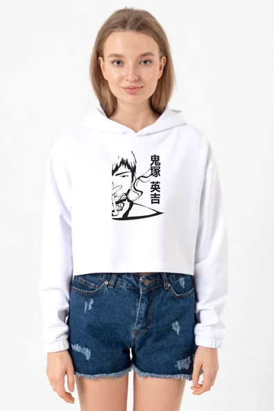 Great Teacher Anime Poster Beyaz Optik Kadın Crop Kapşonlu ürün görseli